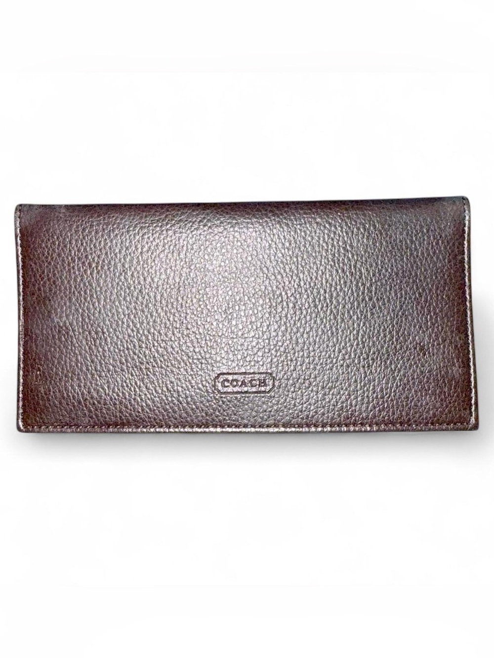 Vintage Y2K Coach Metallic Bronze Leather Checkbook Cover